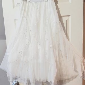 Tulle, mesh, pearls, ruffled white skirt Size S/M, fairy, wedding